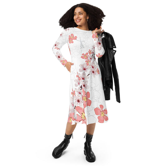 long sleeve dress/cherry blossom print