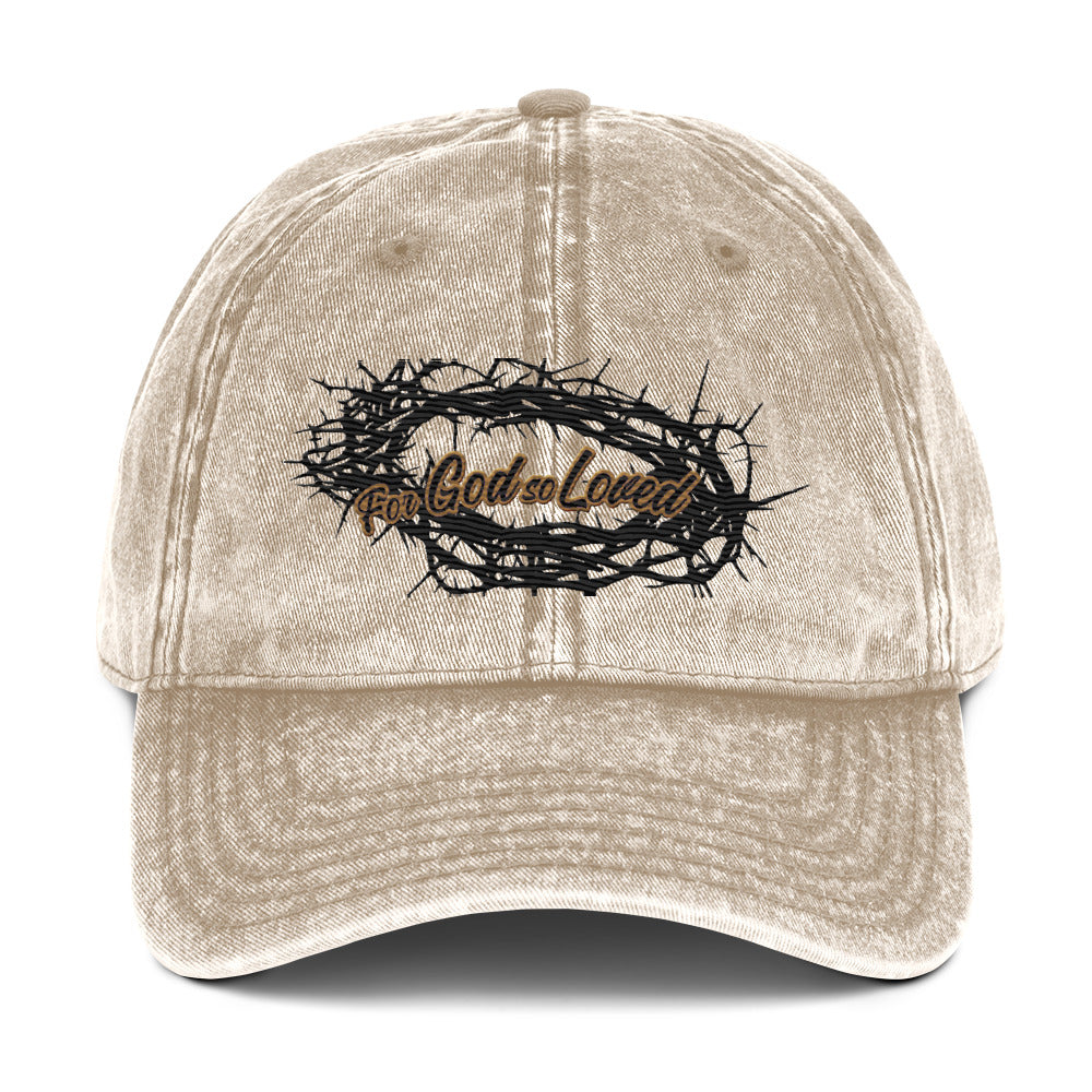 Vintage Cotton Twill Cap-for god so loved