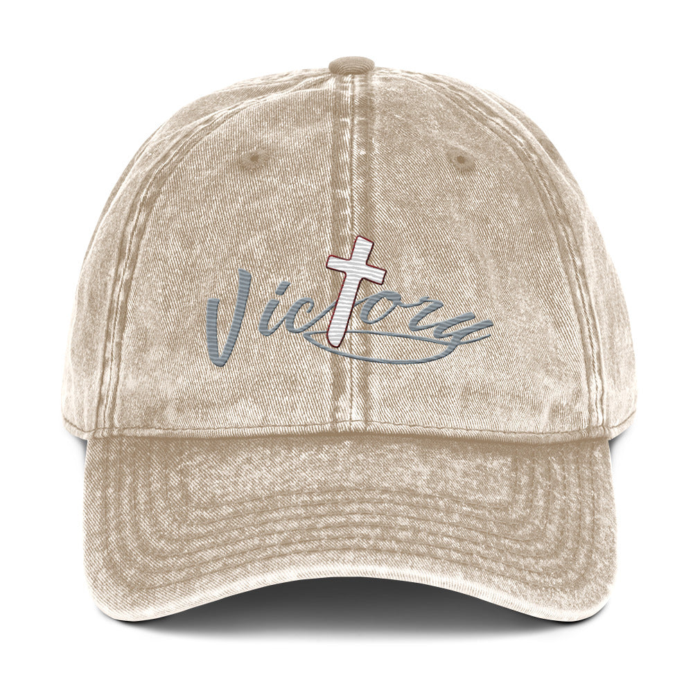 Vintage Cotton Twill Cap-victory cross