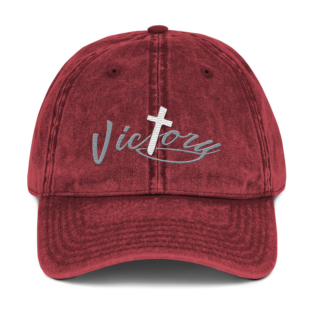 Vintage Cotton Twill Cap-victory cross