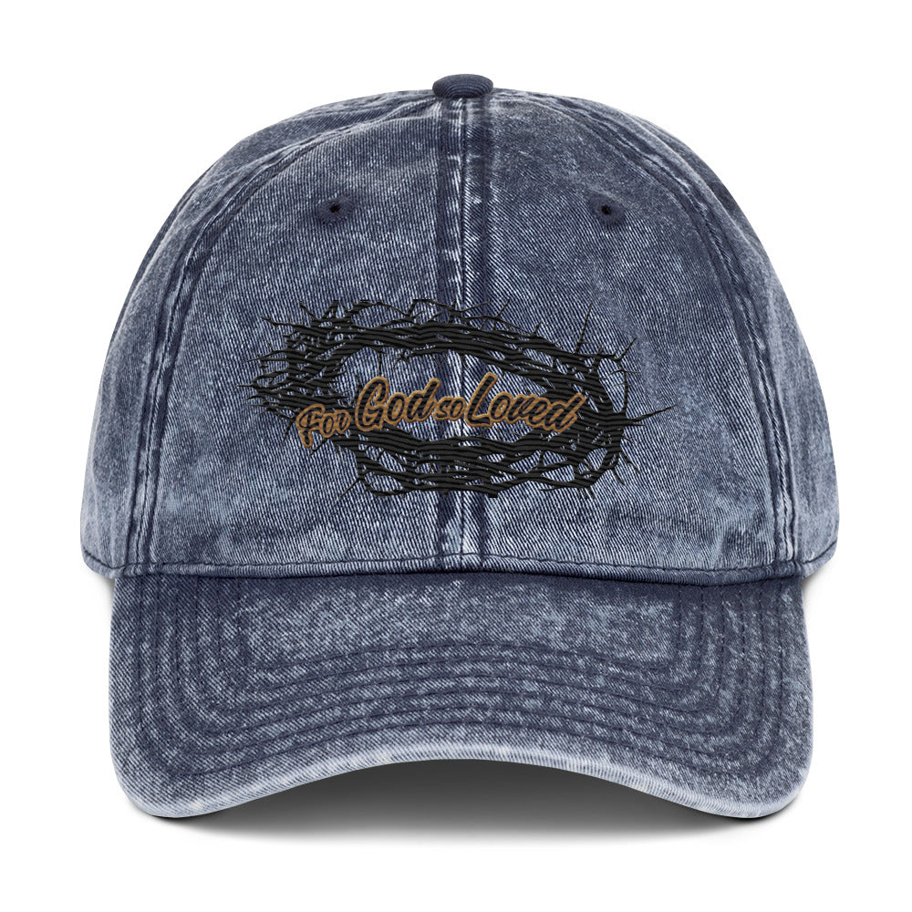 Vintage Cotton Twill Cap-for god so loved