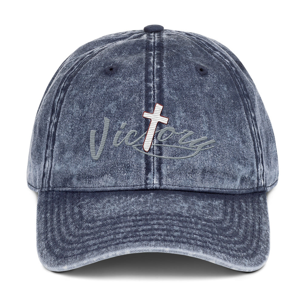 Vintage Cotton Twill Cap-victory cross