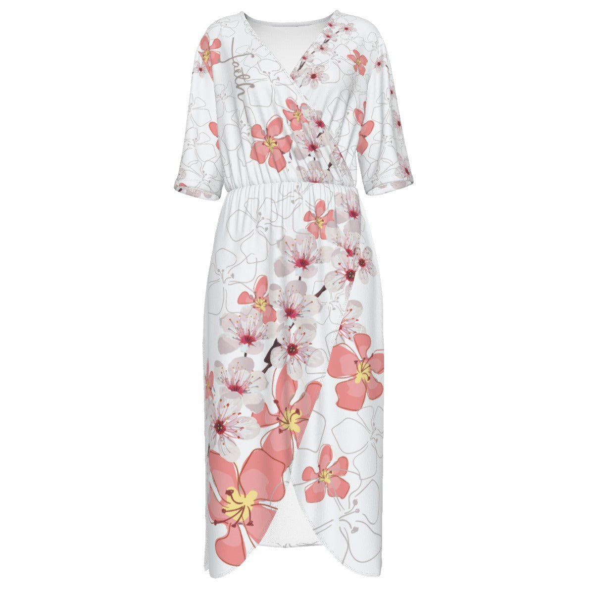 All-Over Print Women's Short Sleeve V-neck Dress